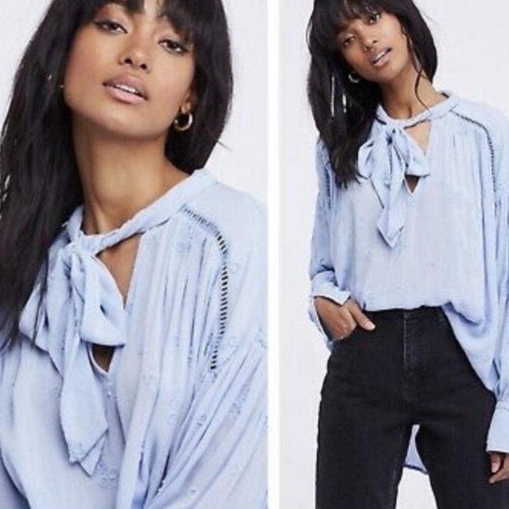 FREE PEOPLE Wishful Moments Long Sleeve Blouse Size Small